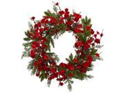 Plum Blossom Pine Wreath in Red and Green