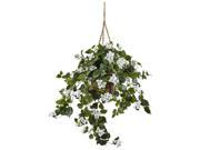 Nearly Natural 6868 WH Bougainvillea Hanging Basket White
