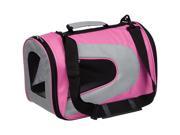 Pet Life B7PKMD 3M Sporty Zippered Collapsible Carrier Crate with Thinsulate Technology – Medium Pink and Grey