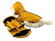 PET LIFE ADJUSTABLE AND REFLECTIVE DOG RAIN COAT RAINCOAT JACKET WITH REMOVABLE HOOD – MUSTARD YELLOW – EXTRA SMALL