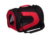 Pet Life B7RDMD 3M Sporty Zippered Collapsible Carrier Crate with Thinsulate Technology – Medium Red and Black