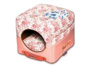 Touchdog Floral Galore Convertible and Reversible Squared 2 in 1 Collapsible Dog House Bed
