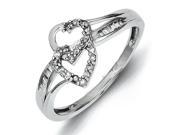 Sterling Silver Diamond Double Heart Ring Promise Ring