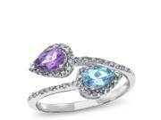 Sterling Silver Blue Topaz and Amethyst Diamond Accent Ring 1 4 ctw. promo Size 5.0