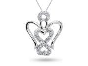 Forever Heart Angel Diamond Accent Pendant in Sterling Silver