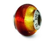 Sterling Silver Reflections Yellow Red Italian Murano Bead