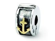 Sterling Silver 14k Reflections Hinged Anchor Clip Bead