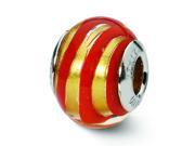 Sterling Silver Reflections Gold Red Italian Murano Bead