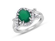 Viola Oval cut Green Onyx White Topaz Ring in Sterling Silver
