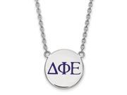 Sterling Silver Delta Phi Epsilon Small Enameled Pendant with 18 Inch Chain
