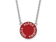 Sterling Silver Alpha Gamma Delta Medium Enameled Pendant with 18 Inch Chain
