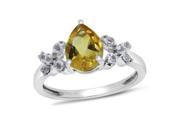 Viola Pear cut Citrine White Topaz Ring in Sterling Silver Yellow Plated