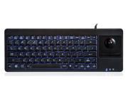 Perixx PERIBOARD 314US Backlit Keyboard with Trackball Wired USB Connector with 2xUSB Hub Blue Backlit Feature Fit with Professional or Industrial Applic