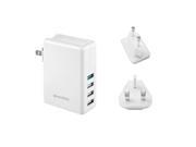 Perixx[Qualcomm Certified] Axxbiz CharBiz U400W Quick charger Wall charger with UK EU US International Travel Plug Adapters 4 port USB Charge 5V 5.5A Q