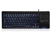 Perixx PERIBOARD 315US Backlit Keyboard with Touchpad Wired USB Connector with 2xUSB Hub Blue LED 14.57x5.43x0.91 Inch Dime Fit with Professional or In