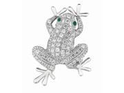 Silver with Rhodium Finish Shiny Frog Sea Life Pendant with White Cubic Zirconia