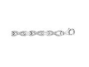 Silver 7.25 Rhodium Finish Shiny 0.16ct White Diamond Hugs Kisses Bracelet