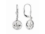 Silver with Rhodium Finish Shiny Textured Small Sand Dollar Sea Life Leverback Earring