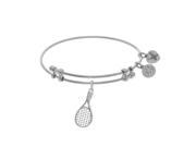 Brass with White Tennis Racquet Charm on White Angelica Bangle