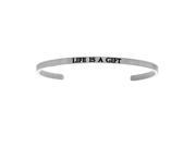 Stainless Steel Life Is A Gift with 0.005ct. Diamond Cuff Bangle