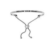Stainless Steel Follow Your Heart with 0.005ct. Adjustable Friendship Bracelet