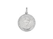 Silver with Rhodium Finish 19mm Shiny Textured Nickel Size Saint Christopher Pendant