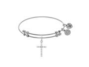 Brass with White Cross Charm with White Cubic Zirconia on White Bangle