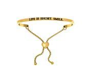 Stainless Steel Yl Life Is Short.Smile. with 0.005ct. Adjustable Friendship Bracelet