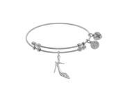 Brass with White High Heels Shoe Charm with Cubic Zirconia on White Angelica Bangle