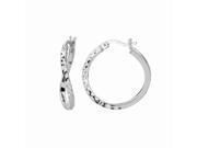 Silver with Rhodium Finish Shiny 2.0x20mm Diamond Cut Twisted Hoop Earring