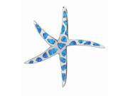 Silver with Rhodium Finish Shiny Created Opal Starfish Pendant