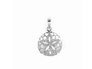 Silver with Rhodium Finish Shiny Sand Dollar Sea Life Pendant with White Cubic Zirconia