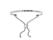 Stainless Steel I Made It! with 0.005ct. Adjustable Friendship Bracelet