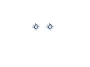 14k White Gold Shiny 4.0mm Round Faceted White Cubic Zirconia Stud Earring