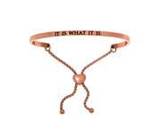 Stainless Steel Pk It Is What It Is with 0.005ct. Adjustable Friendship Bracelet