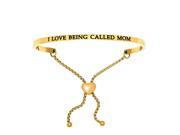 Stainless Steel Yl I Love Being Called Mom with 0.005ct. Adjustable Friendship Bracelet