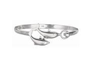 Silver 7.5 with Rhodium Finish Shiny 4.3mm Bangle with 2 Dolphin