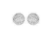 Siilver with Rhodium Finish 12mm Shiny Hammered Puffed Circle Button Type Post Earring