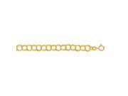 14kt 7 Yellow Gold Diamond Cut Triple Link Charm Bracelet