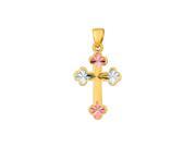 14k Yellow White Rose Gold Shiny Diamond Cut Fancy Cross Pendant