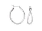 Silver with Rhodium Finish Shiny 2.0x18mm Twisted Hoop Earring