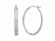 Silver with Rhodium Finish Shiny 4.0x18mm Oval Hoop Earring