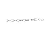 Silver 8 with Rhodium Finish 7.1mm Shiny Oval Cable Link Charm Bracelet