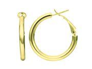 14kt Yellow Gold 20mm Shiny Omega Back Round Tube Hoop Earring