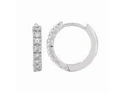 Silver with Rhodium Finish Shiny 3.0x14mm Clear Cubic Zirconia Huggie Earring