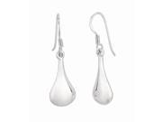 Silver with Rhodium Finish Shiny Puffed Long Tear Drop Dangle Earring