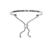 Stainless Steel Headphones on World Off. with 0.005ct. Adjustable Friendship Bracelet