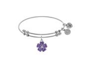 Brass with White 5 Heart Flower Charm on white Bangle