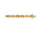 Silver 7.25 with Rhodium Finish Bracelet with 5x3 Mm Citrine