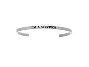 Stainless Steel I’m A Survivor with 0.005ct. Diamond Cuff Bangle